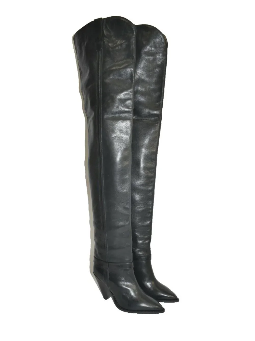 New! Isabel Marant Womens Black Lafsten 90MM Leather Thigh High Boots 36 6 DD38